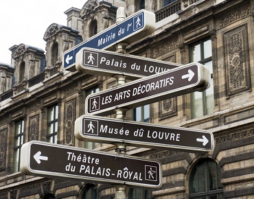 Tourist attraction signs in Paris