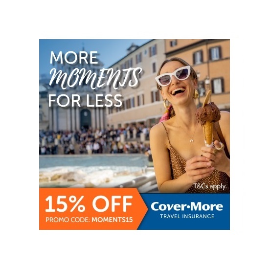 Cover-More travel Insurance offer 15% OFF